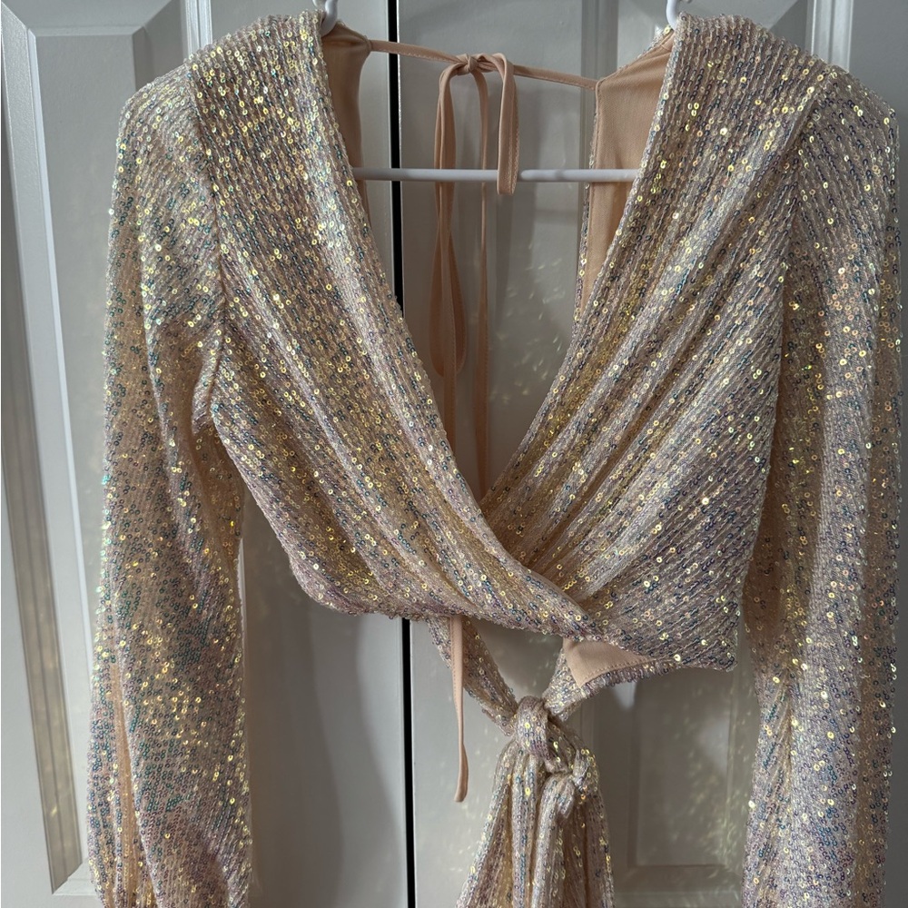 Sparkling Sequin Wrap Top